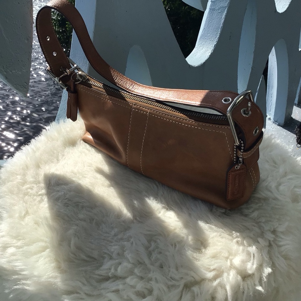 Coach Vintage Caramel Colored One Handle Shoulder Mini Top Zip Leather Bag - Picture 11 of 11